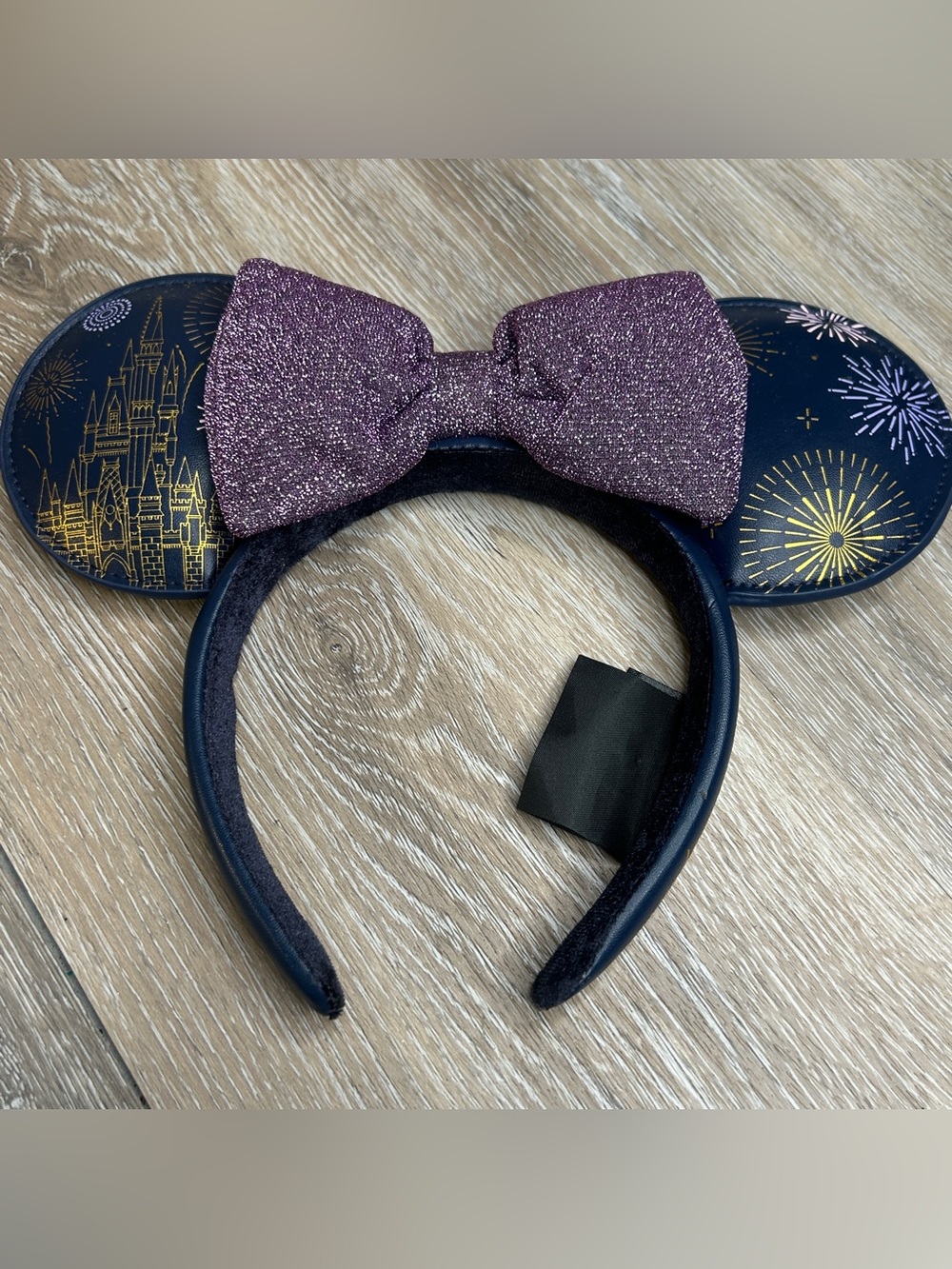 Disney Parks Walt Disney World Castle Fireworks Minnie Ears Purple Bow Navy⁠